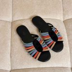 Hermes Noria Multicolored Suede Straps Flat Sandals
