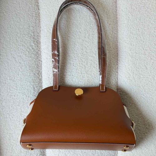 Hermes Tablier Sellier Fauve Vache Hunter, Gold, Ecru-Beige Swift and Toile H
