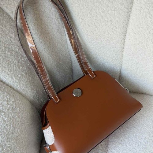 Hermes Tablier Sellier Fauve Vache Hunter, Gold, Ecru-Beige Swift and Toile H