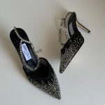 Jimmy Choo Black Saeda 100 Rhinestone Embellished Heels