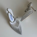 Jimmy Choo White Saeda 100 Rhinestone Embellished Heels