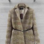 Loro Piana Olive Green & Beige Tweed Belted Blazer Jacket