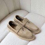 Loro Piana Sandstone Suede Summer Walk Braided Loafers