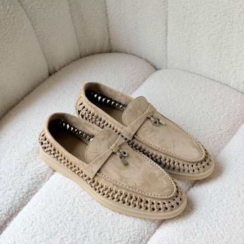 Loro Piana Sandstone Suede Summer Walk Braided Loafers