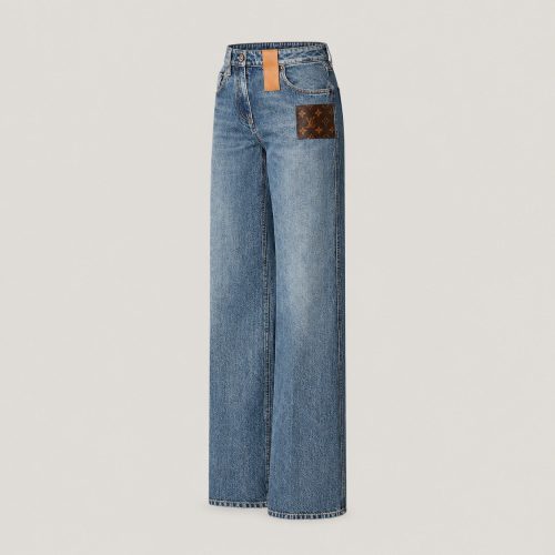 Louis Vuitton Stonewashed Monogram Patch Boot-Cut Jeans