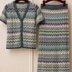 Missoni Multicolor Zigzag Knit Cardigan & Long Skirt Set