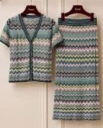 Missoni Multicolor Zigzag Knit Cardigan & Long Skirt Set
