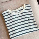 Saint Laurent Striped Monogram T-Shirt WhiteBlue