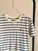 Saint Laurent Striped Monogram T-Shirt WhiteBlue