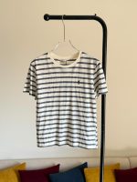 Saint Laurent Striped Monogram T-Shirt WhiteBlue