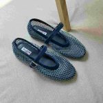 Alaia mesh mary jane ballet flats in navy blue