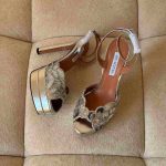 Aquazzura ce soir plateau 130 heels in silver