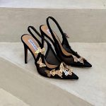 Aquazzura papillon embellished mesh slingback pumps in black