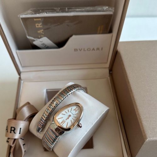 Bvlgari Serpenti Tubogas 35MM Two-Tone Rose Gold White Dial Women’s Wristwatch