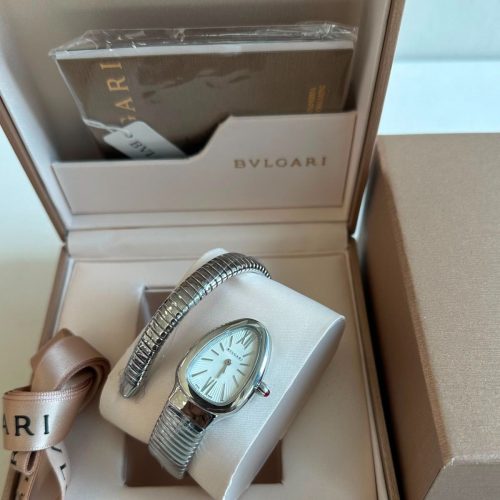 Bvlgari Serpenti Tubogas 35mm White Dial Stainless Steel Ladies Watch