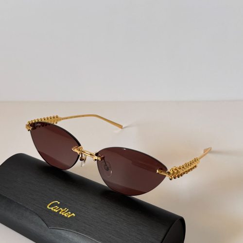 Cartier clash de rimless cat eye brown sunglasses