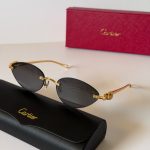Cartier panthere CT0504S rimless cat eye black sunglasses