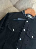 Celine collarless denim jacket black..