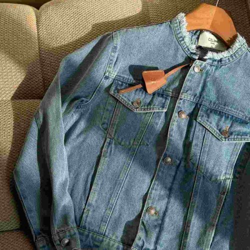 Celine collarless denim jacket light blue