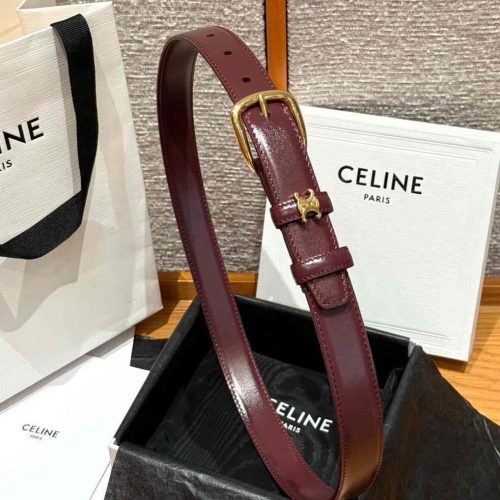 Celine vivienne belt in taurillon burgundy leather