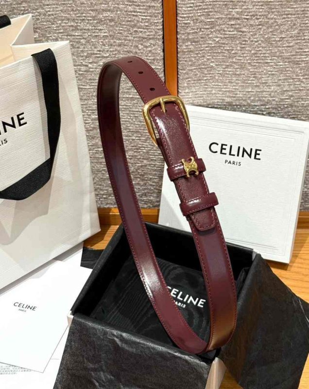 Celine vivienne belt in taurillon burgundy leather