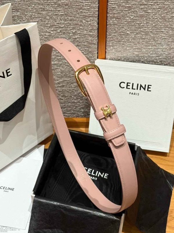Celine vivienne belt in taurillon pink leather