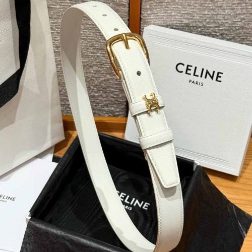 Celine vivienne belt in taurillon white leather