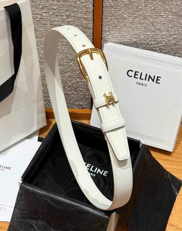 Celine vivienne belt in taurillon white leather