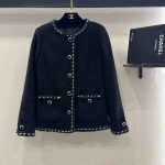 Chanel 26 collarless tweed jacket black