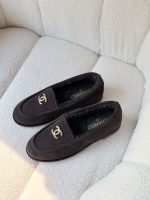 Chanel CC Logo Dark Chocolate Suede Shearling Loafers