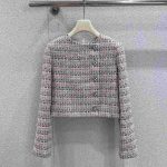 Chanel asymmetric tweed jacket gray white