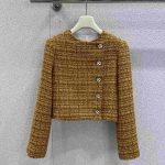 Chanel asymmetric tweed jacket honey brown