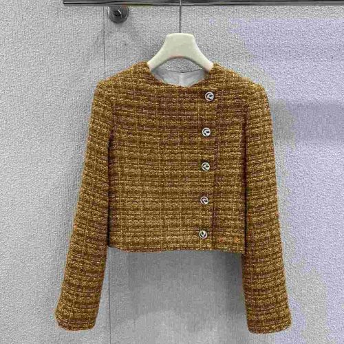 Chanel asymmetric tweed jacket honey brown