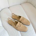 Chanel suede calfskin slingback loafers in beige