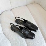 Chanel shiny calfskin slingback loafers in black