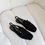 Chanel suede calfskin slingback loafers in black