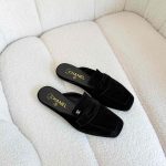 Chanel black suede loafers mules