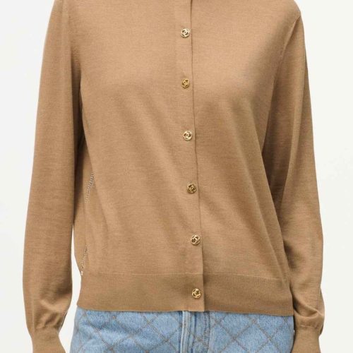 Chanel cc knit cashmere cardigan beige