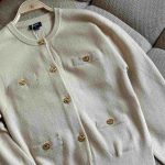 Chanel cc knit cashmere cardigan off white