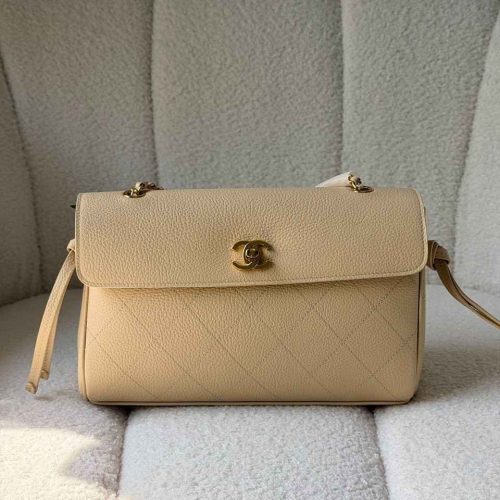 Chanel grained calfskin urban essential flap bag beige