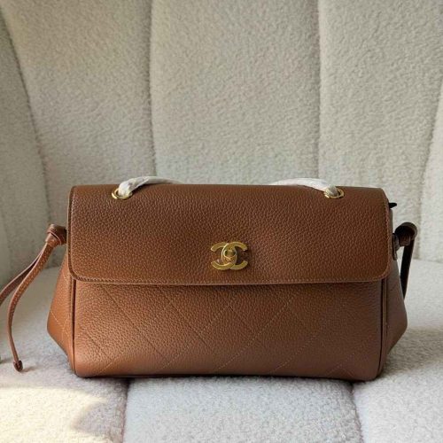 Chanel grained calfskin urban essential flap bag brown