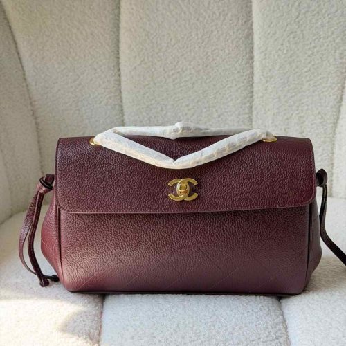 Chanel grained calfskin urban essential flap bag burgundy