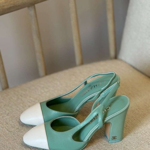 Chanel-patent-cap-toe-slingback-pumps-sage-green