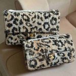 Chanel tweed leopard print maxi flap bag