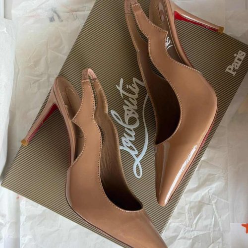 Christian louboutin 70 hot chick slingback pumps beige.