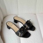 Dior cannage heeled slide sandals black