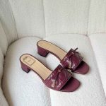 Dior cannage heeled slide sandals burgundy