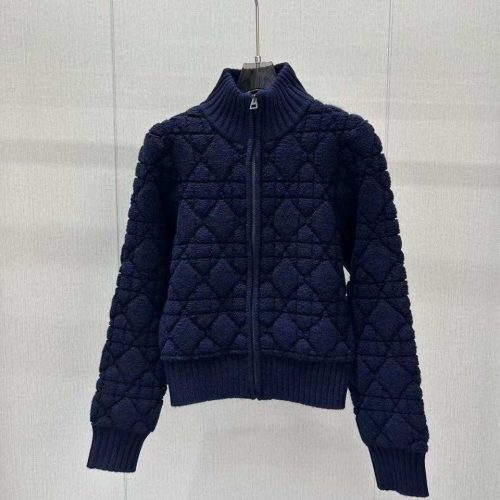 Dior macrocannage zipped cardigan navy blue