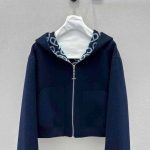 Dior reversible hooded cropped cardigan navy blue