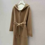 Dior reversible hooded wrap coat beige